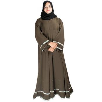 Brown plain crepe abaya 1