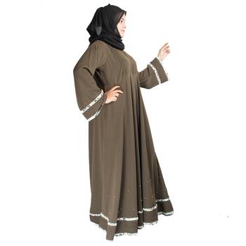 Brown plain crepe abaya 2