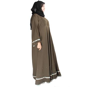 Brown plain crepe abaya 3