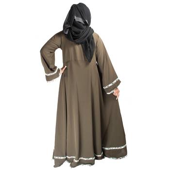 Brown plain crepe abaya 4