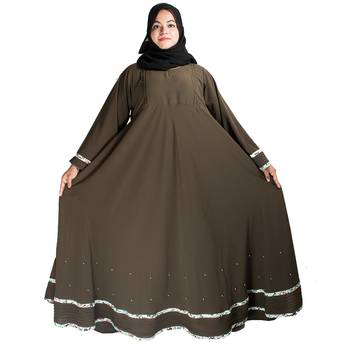 Brown plain crepe abaya 5