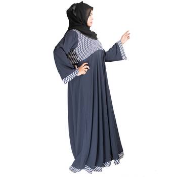 Blue printed crepe abaya 2