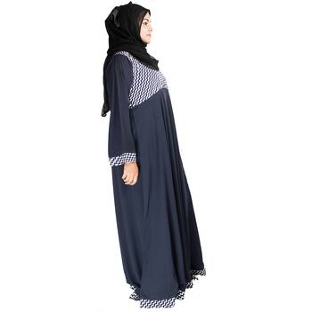 Blue printed crepe abaya 3