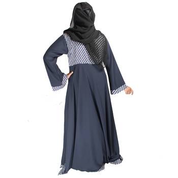 Blue printed crepe abaya 4