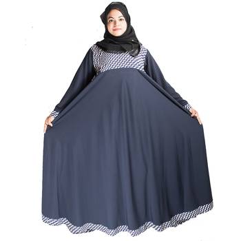 Blue printed crepe abaya 5