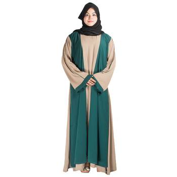 Beige plain crepe abaya 1