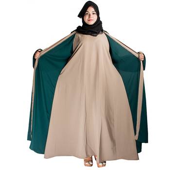 Beige plain crepe abaya 5