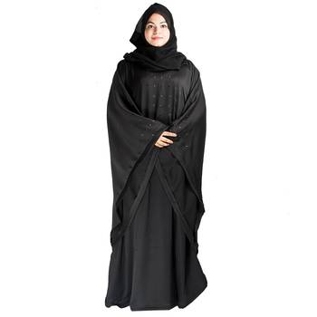 Black plain art silk abaya 1