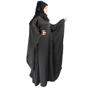 Black plain art silk abaya 2