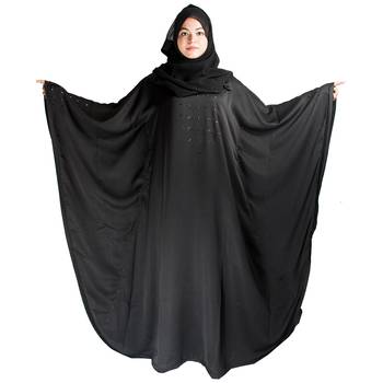 Black plain art silk abaya 4
