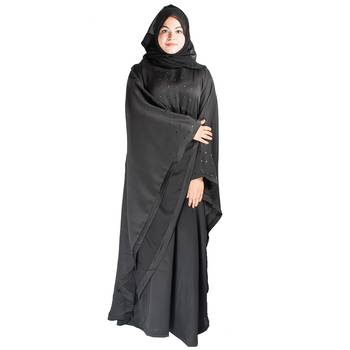 Black plain art silk abaya 5