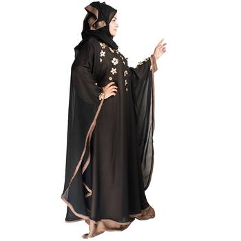 Black embroidered art silk abaya 2