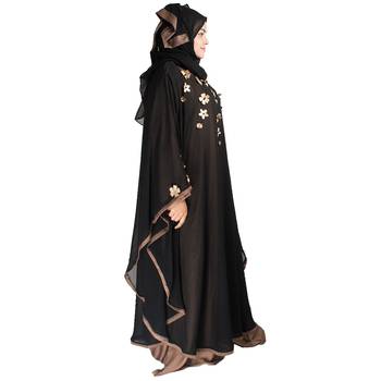 Black embroidered art silk abaya 3