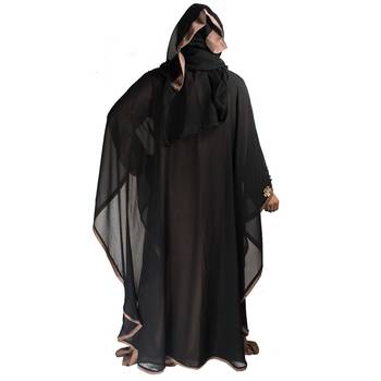 Black embroidered art silk abaya 4
