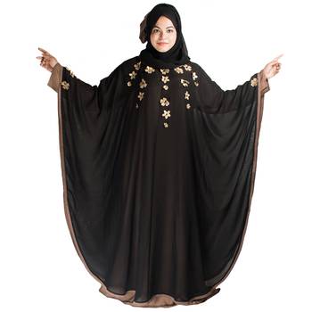 Black embroidered art silk abaya 5