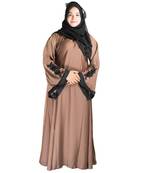 Beige embroidered art silk abaya