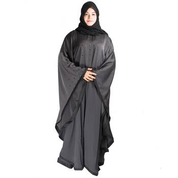 Black plain art silk abaya 1