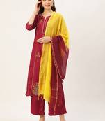 Maroon embroidered silk blend salwar