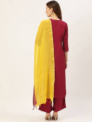 Maroon embroidered silk blend salwar 3
