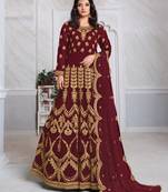 Maroon embroidered georgette salwar