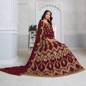 Maroon embroidered georgette salwar 2