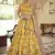 mustard Swarovski and gota embroidered silk stitched printed lehenga