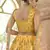 mustard Swarovski and gota embroidered silk stitched printed lehenga