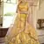 mustard Swarovski and gota embroidered silk stitched printed lehenga