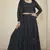 Navy blue sequins and thread embroidered georgette stitched lehenga