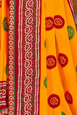 Orange printed georgette saree with blouse 3