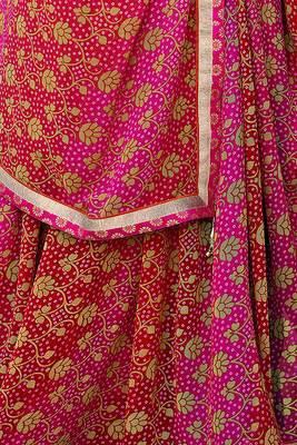 Pink printed pure georgette saree with blouse 3