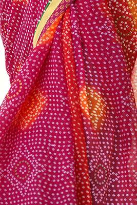 Pink printed pure georgette saree with blouse 3