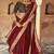 Dark red plain jute cotton saree with blouse