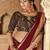 Dark red plain jute cotton saree with blouse