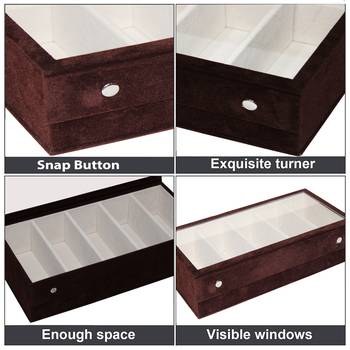atorakushon Wooden Goggles Box Sunglasses Eye Wear Eyeglasses Storage Jewellery Organizer Chasma Makeup Cases brown 4
