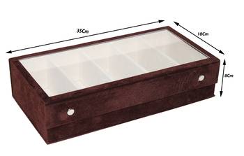 atorakushon Wooden Goggles Box Sunglasses Eye Wear Eyeglasses Storage Jewellery Organizer Chasma Makeup Cases brown 5