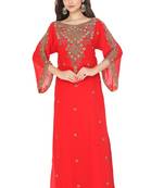 Red Stone Zari Work Gerogette