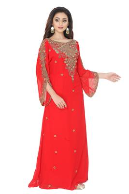 Red Stone Zari Work Gerogette 2