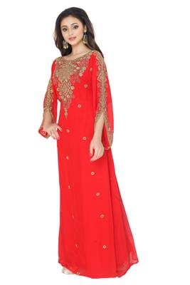 Red Stone Zari Work Gerogette 3