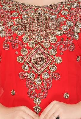 Red Stone Zari Work Gerogette 4