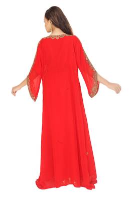 Red Stone Zari Work Gerogette 5