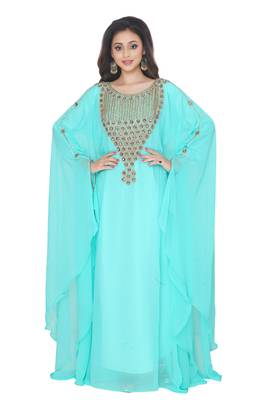 Light Blue Hand Embroidered Farasha 1
