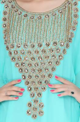 Light Blue Hand Embroidered Farasha 4