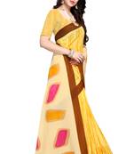 Yellow printed crepe saree with blouse