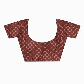 Brown printed crepe saree with blouse 3