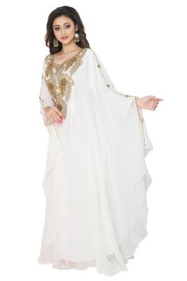 White Hand Embroidered Farasha 1