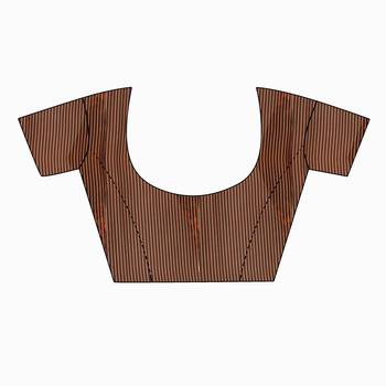 Brown printed crepe saree with blouse 2