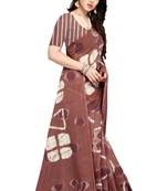 Brown printed crepe saree with blouse