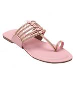 La Savie Pink Women Kolhapuri One Toe Flats
