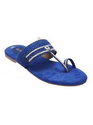 La Savie Navy Blue Women Kolhapuri Flats 1